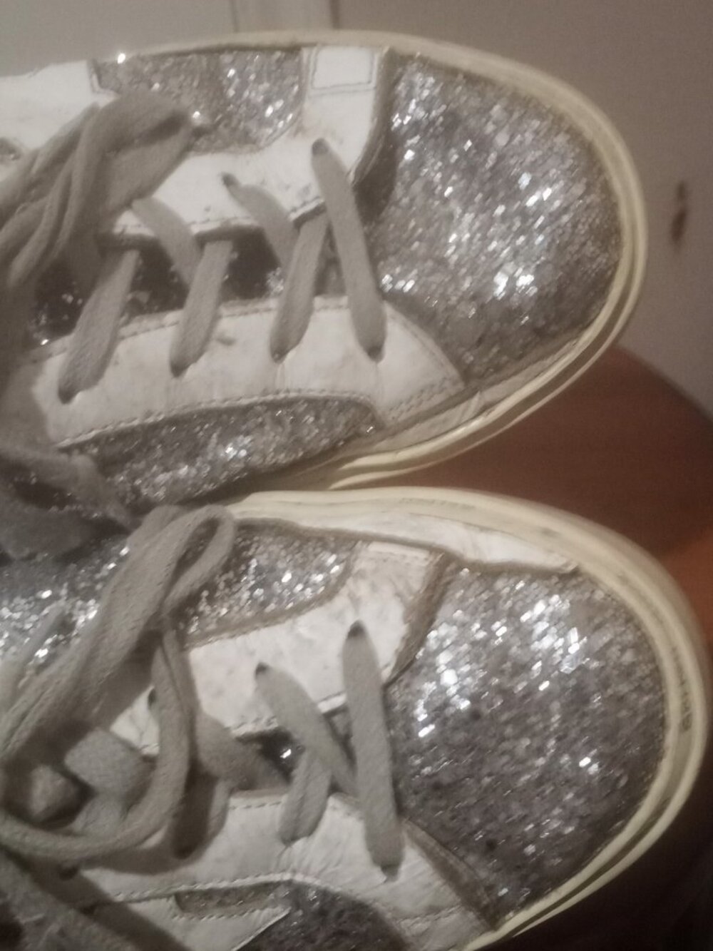 Golden Goose Hi-Star women’s size 37 (US 7) silver glitter pink small platform - Picture 14 of 14